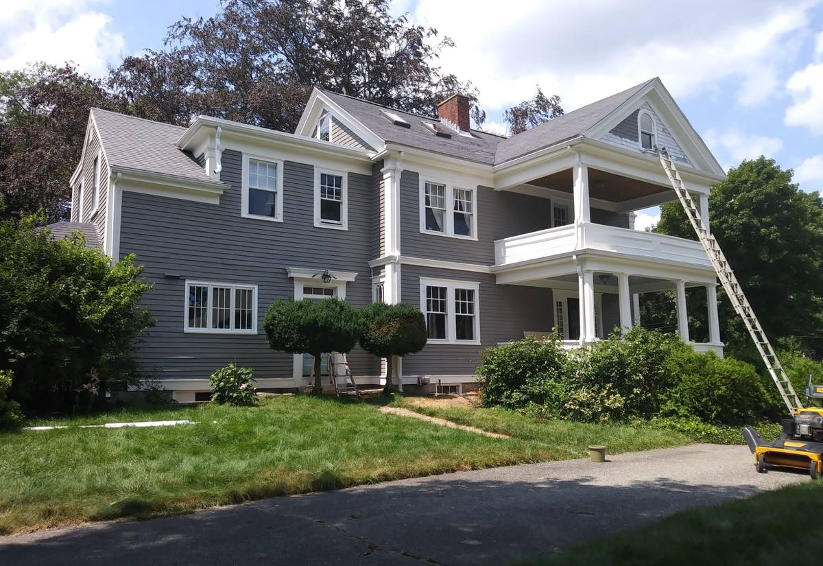 Colonial repaint in slate gray