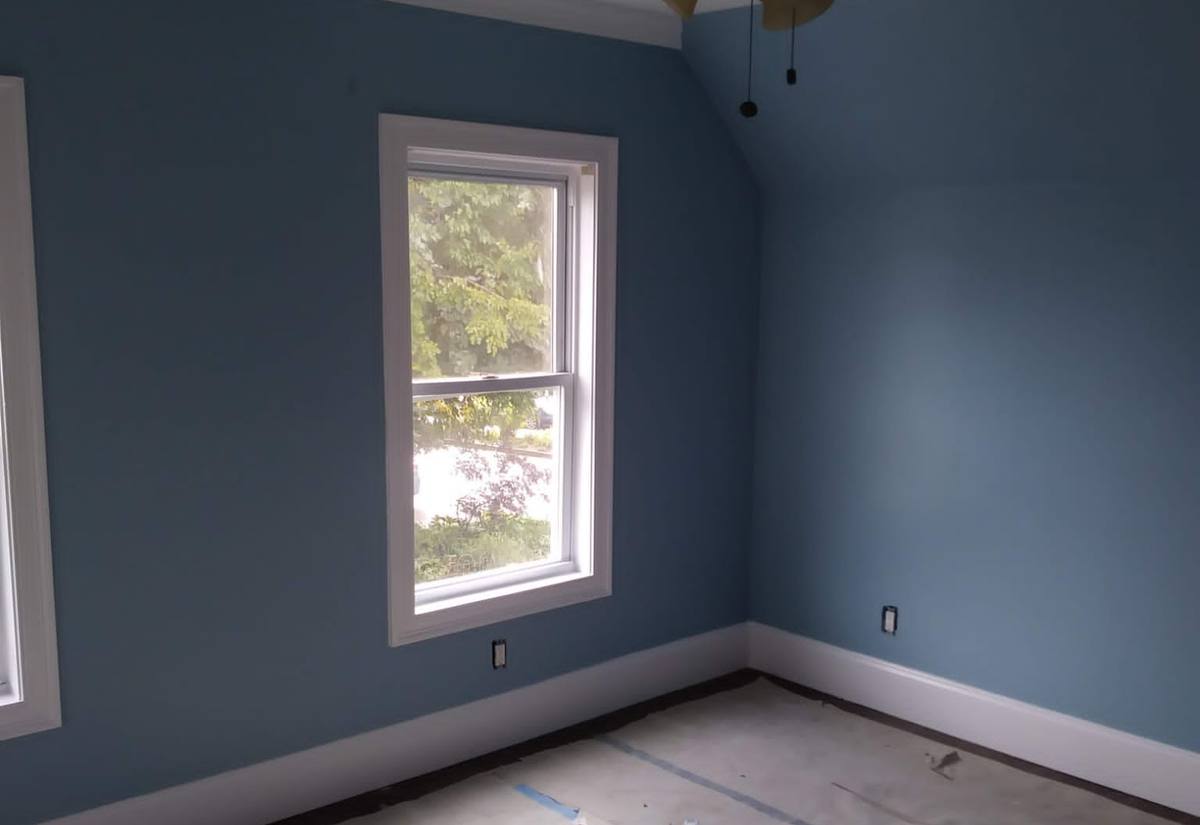 Bedroom repaint in denim blue